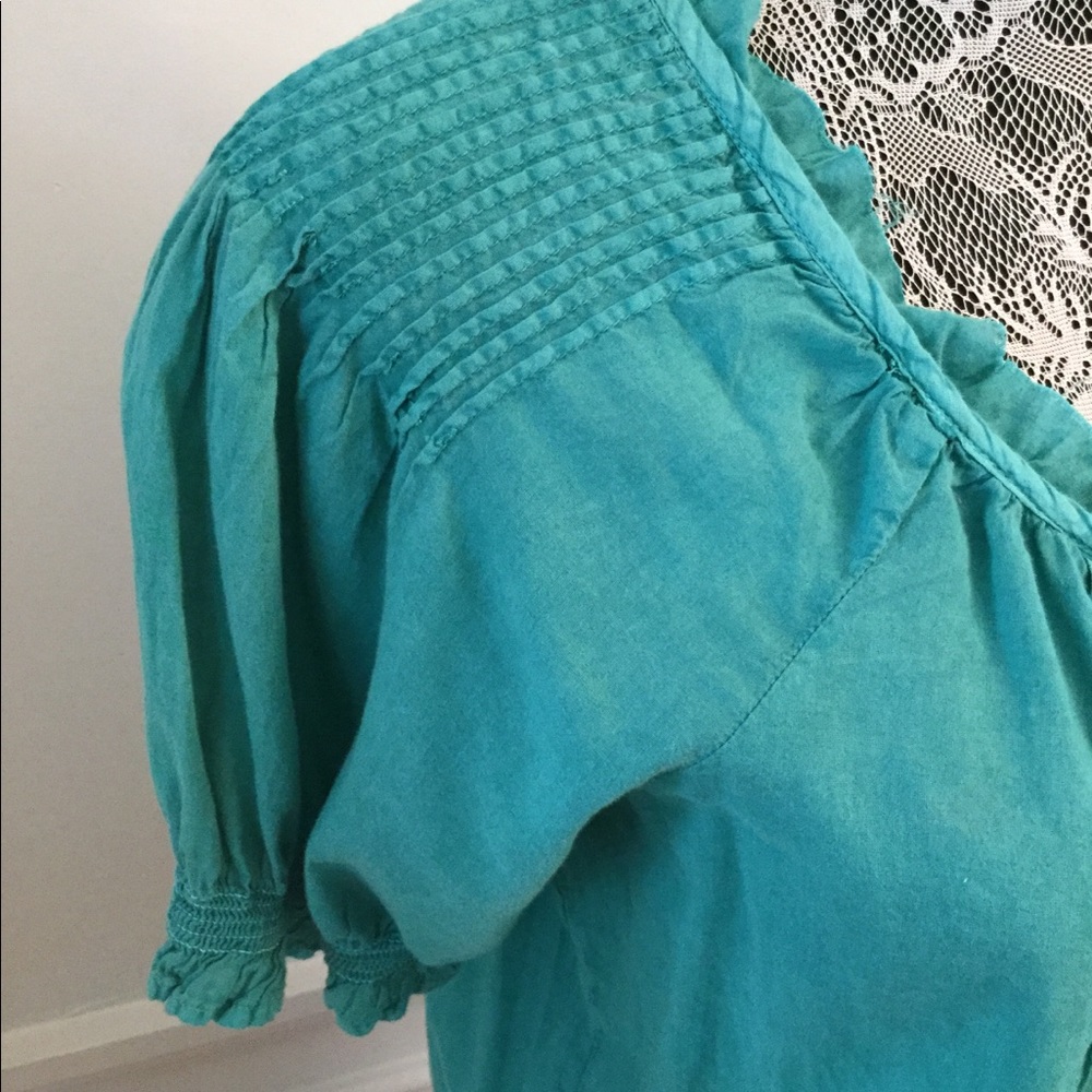 GREEN PEASANT BLOUSE - Picture 4 of 6